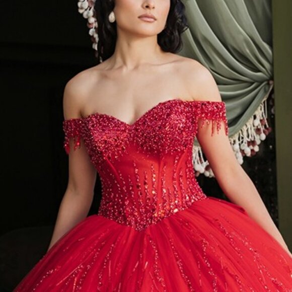 Quinceanera dress.Formal ball gown red or pink party pageant photo shoot new - Picture 7 of 8